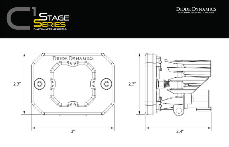 Diode Dynamics Stage Series C1R - White Flood Flush Mount LED Pod (one)-thumbmail-3