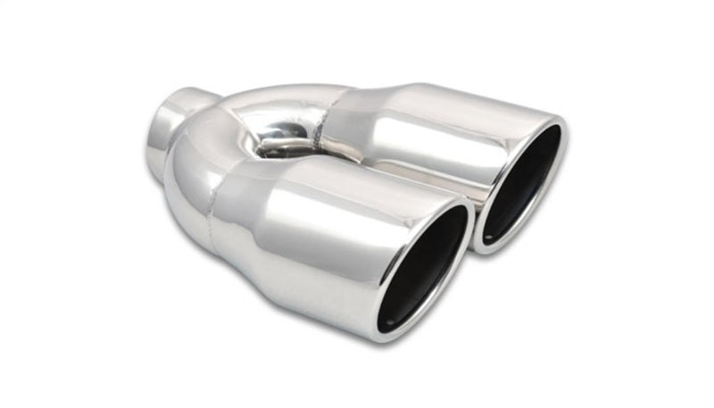 Vibrant 2.5in ID Dual 3.5in OD Round SS Exhaust Tip (Single Wall Angle Cut)-thumbmail-1