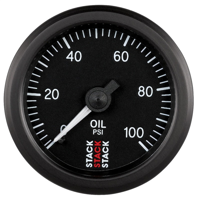 Autometer Stack 52mm 0-100 PSI 1/8in NPTF (M) Mechanical Oil Pressure Gauge - Black-thumbmail-1