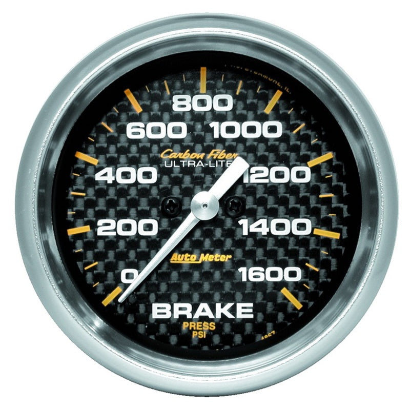 AutoMeter Gauge Brake Pressure 2- 5/8in 1600PSI Digital Stepper Motor - Carbon Fiber-thumbmail-1