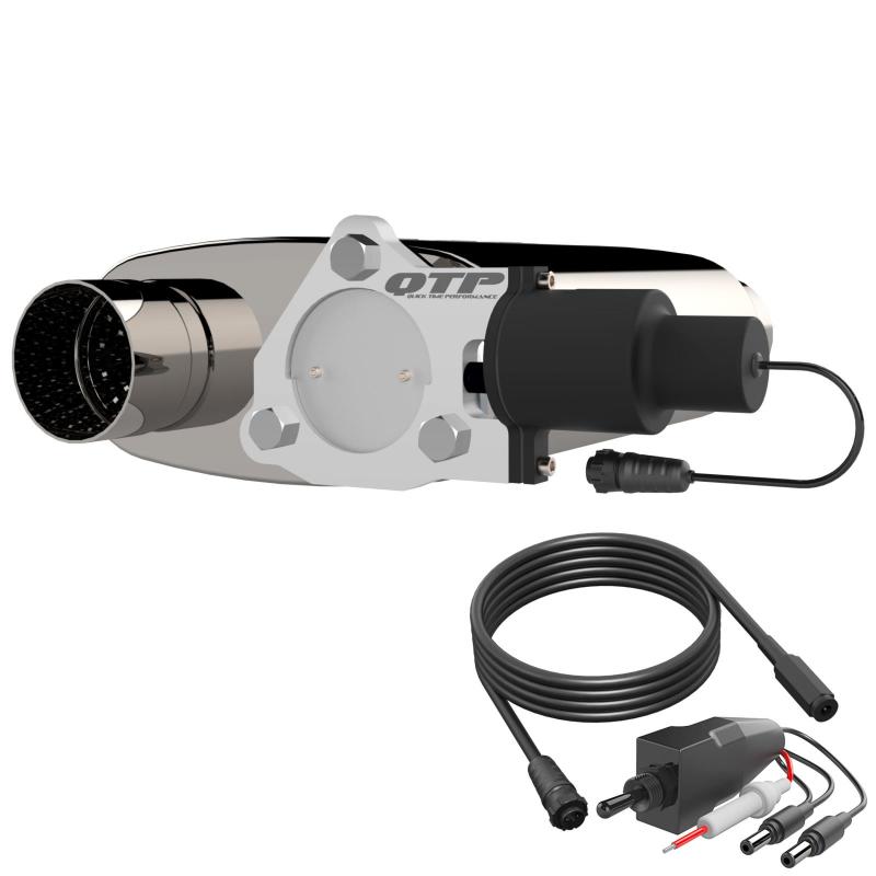 QTP 3in Weld-On 304SS Reverse Screamer Muffler w/Bolt-On QTEC Electric Cutout-thumbmail-2