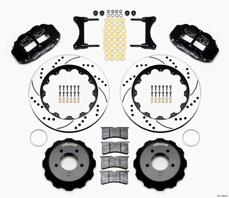 Wilwood Narrow Superlite 6R Front Hat Kit 14.00in Drilled 93-96 Mazda RX7-thumbmail-2