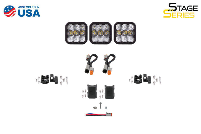 Diode Dynamics SS5 Sport Universal CrossLink 3-Pod Lightbar - Yellow Combo-thumbmail-5
