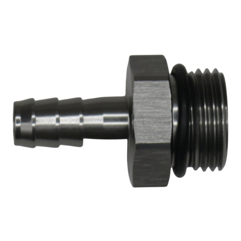 DeatschWerks 10AN ORB Male to 3/8in Male Triple Barb Fitting (Incl O-Ring) - Anodized DW Titanium-thumbmail-1