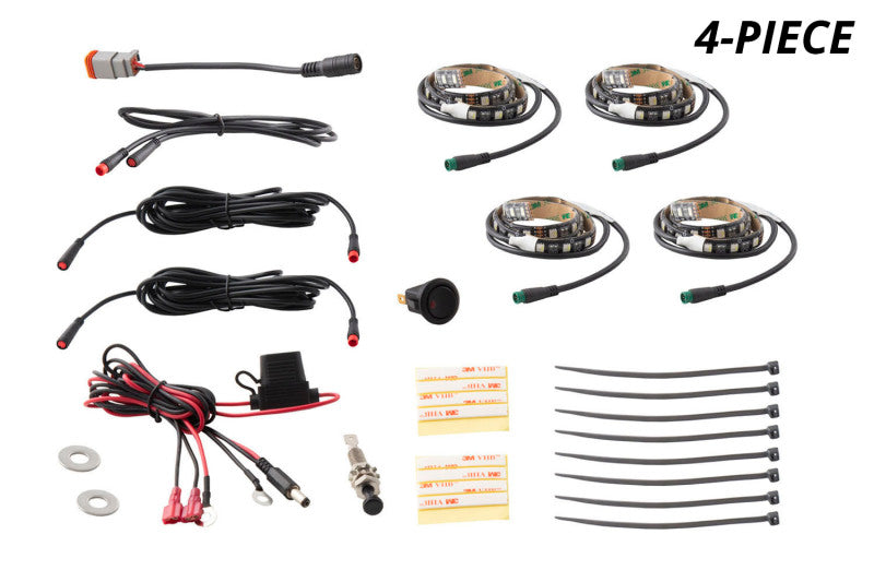 Diode Dynamics RGBW Engine Bay Strip Kit 2pc Multicolor-thumbmail-5
