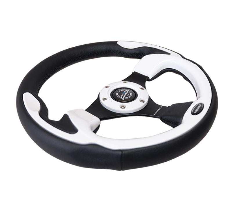 NRG Reinforced Steering Wheel (320mm) Blk w/White Trim & 4mm 3-Spoke-thumbmail-7