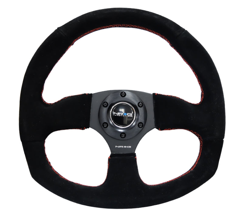 NRG Reinforced Steering Wheel (320mm Horizontal / 330mm Vertical) Suede w/Red Stitch-thumbmail-2
