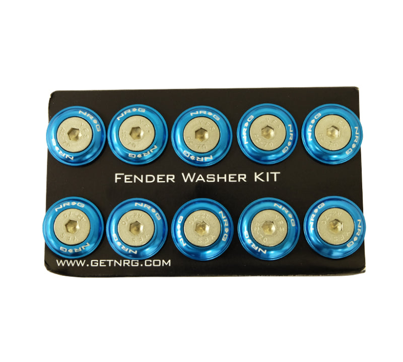 NRG Fender Washer Kit w/Rivets For Plastic (Blue) - Set of 10-thumbmail-2