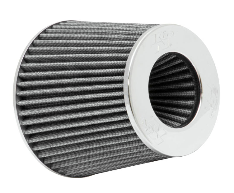 K&N Universal Filter Chrome Round Tapered White - 4in Flange ID x 1.125in Flange Length x 5.5in H-thumbmail-2