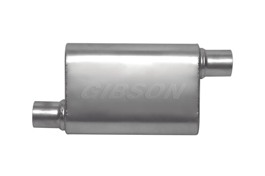 Gibson CFT Superflow Offset/Offset Oval Muffler - 4x9x13in/2.25in Inlet/2.25in Outlet - Stainless