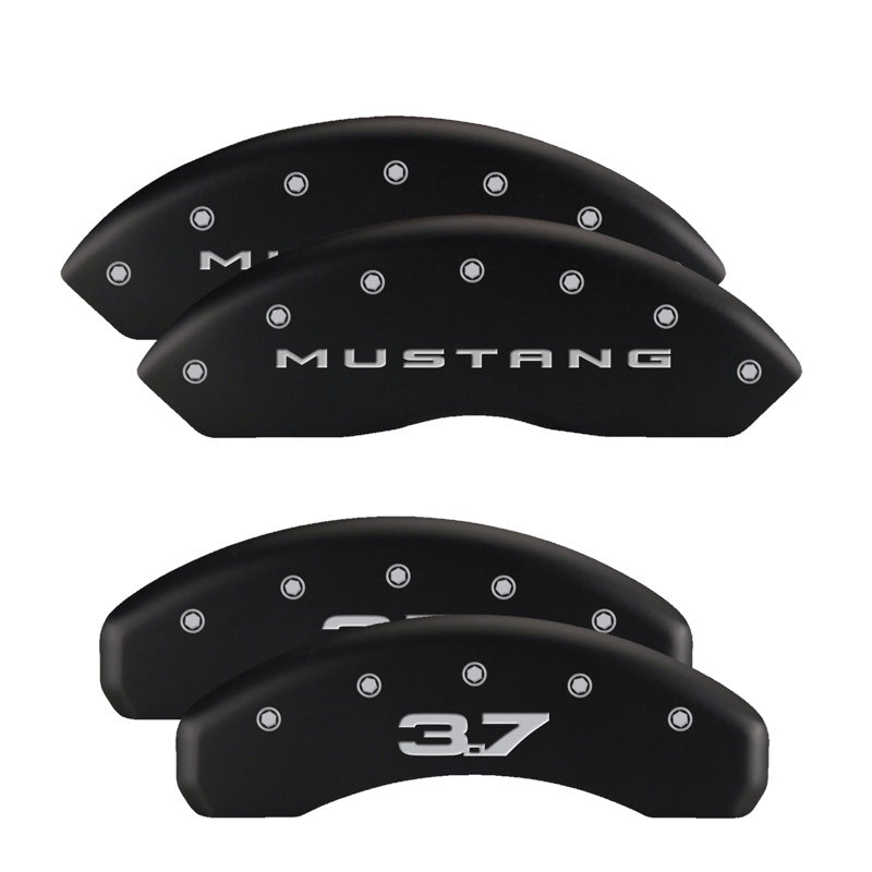 MGP 4 Caliper Covers Engraved Front 2015/Mustang Engraved Rear 2015/37 Black finish silver ch-thumbmail-2