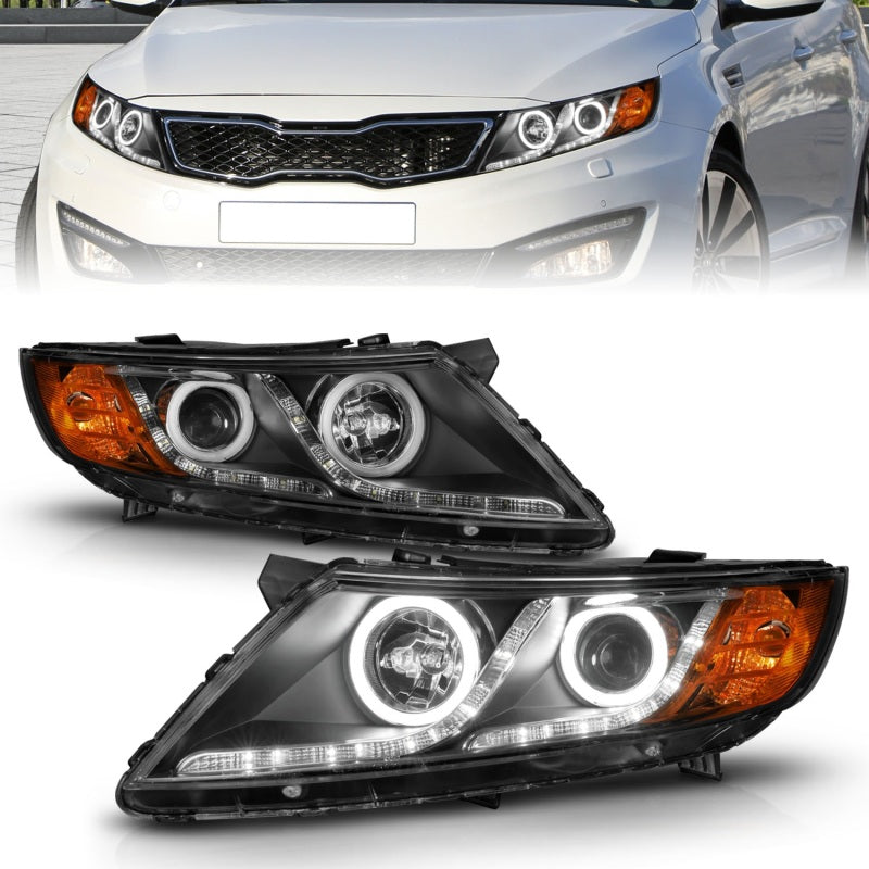 ANZO 2011-2013 Kia Optima Projector Headlights w/ Halo Black (CCFL)-thumbmail-2