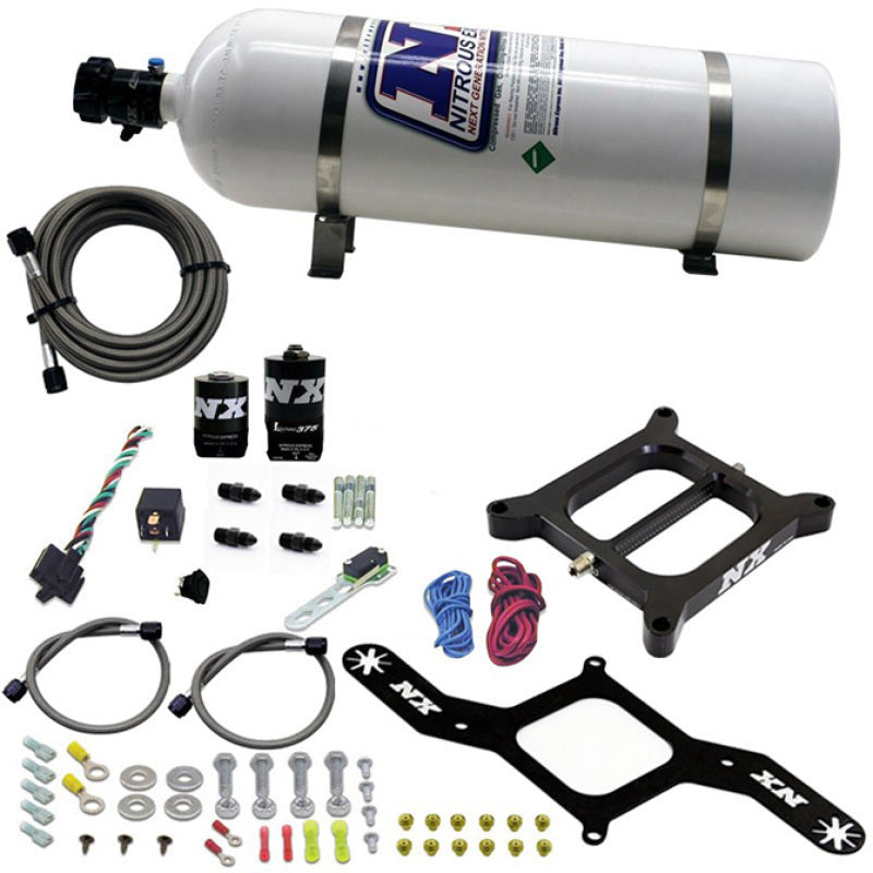 Nitrous Express 4150 RNC Conventional Nitrous Plate Kit w/.375in Solenoid w/15lb Bottle-thumbmail-2
