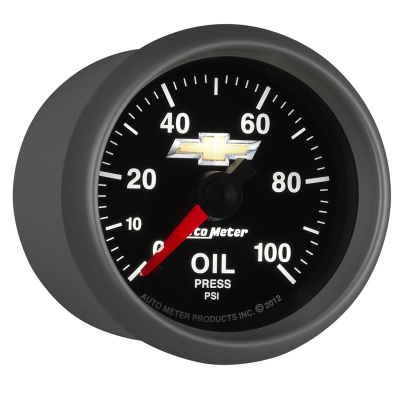 AutoMeter Gauge Oil Press 2-1/16in. 100PSI Digital Stepper Motor Chevy Gold Bowtie-thumbmail-3