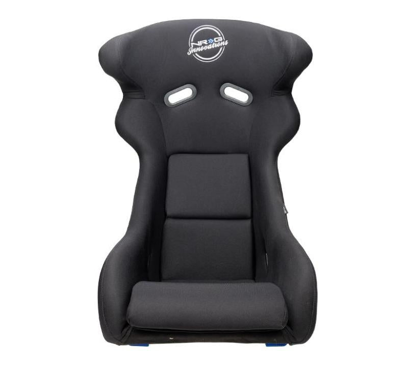 NRG FRP Bucket Seat - White Finish with Arrow Embroidery And Blue Side Mount Bracket-thumbmail-2