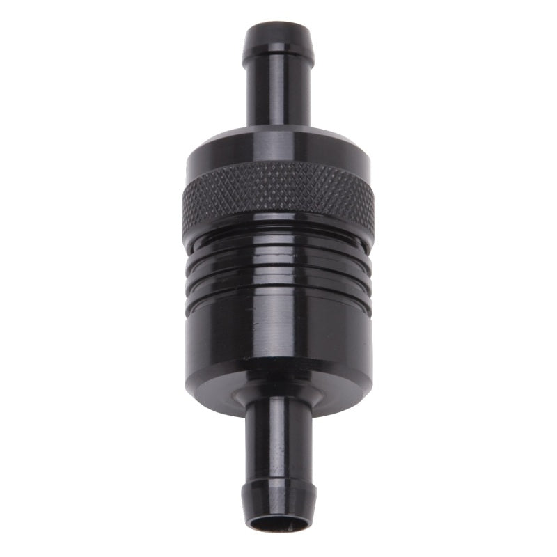 Edelbrock Fuel Filter Aluminum 3In X 01/ 1/8In 3/8In Inlet/Outlet Black-thumbmail-2