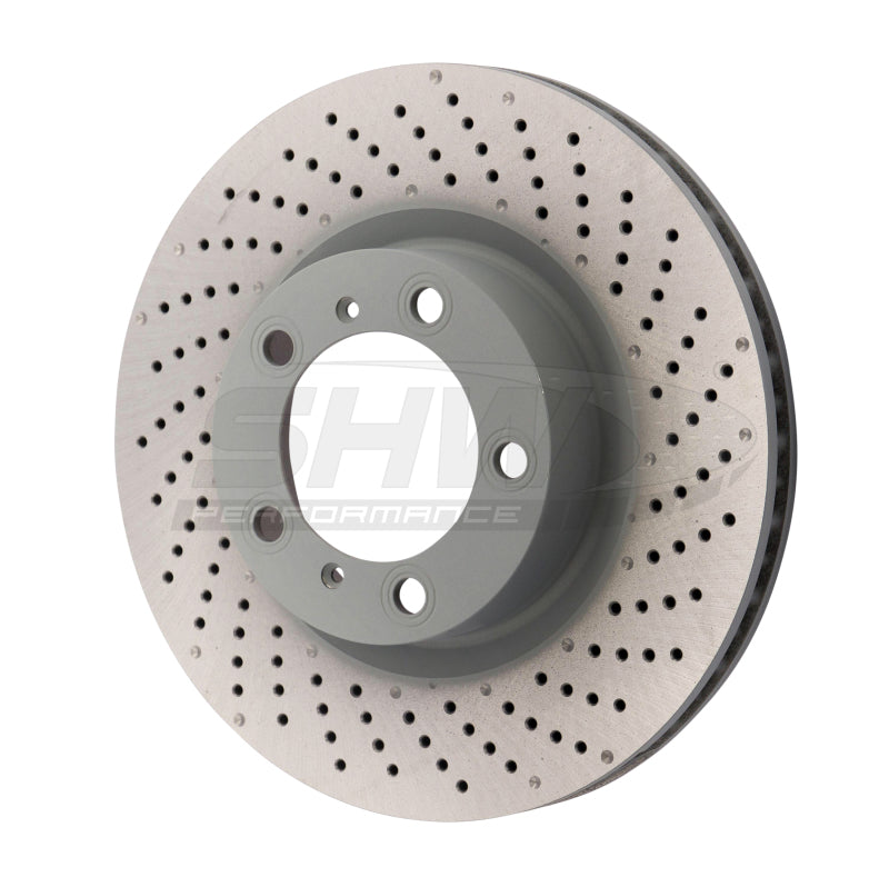 SHW 09-16 Porsche 911 Carrera 3.4L w/o Ceramic Brakes Right Front Drilled-Dimpled MB Brake Rotor-thumbmail-1