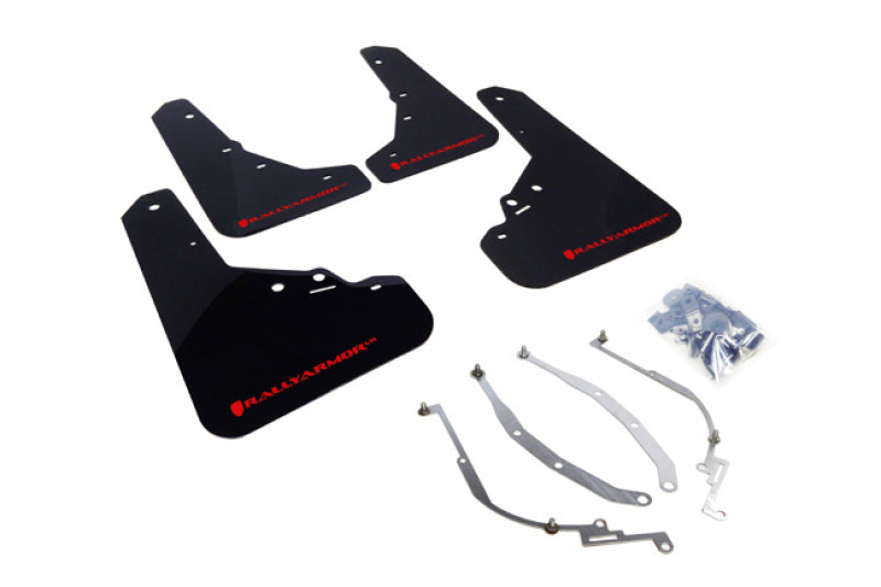 Rally Armor 12-18 Fiat 500 (Pop/Sport/Lounge/Abarth) Black UR Mud Flap w/ Red Logo-thumbmail-1