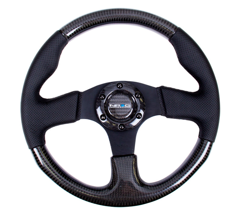 NRG Carbon Fiber Steering Wheel (315mm) Leather Trim w/Black Stitching-thumbmail-2