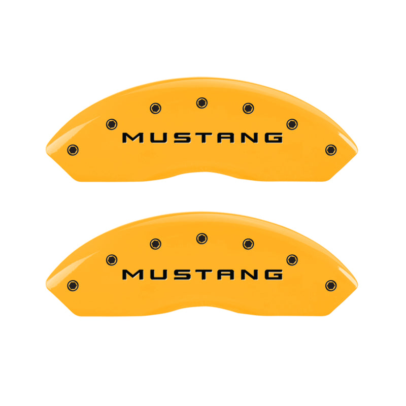 MGP 4 Caliper Covers Engraved Front Mustang Engraved Rear Bar & Pony Yellow finish black ch-thumbmail-2