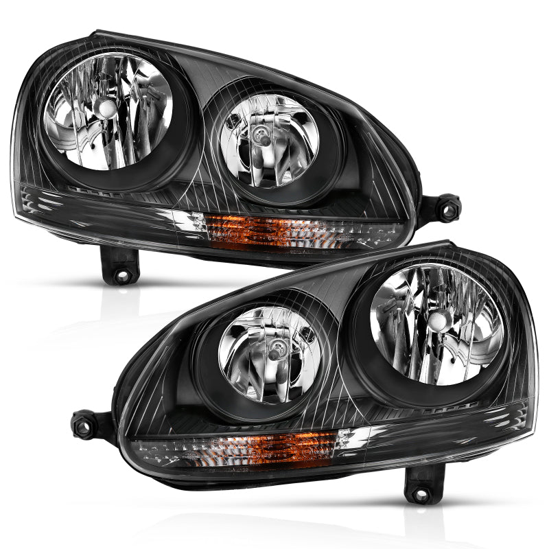 ANZO 2006-2009 Volkswagen Us Rabbit Crystal Headlight Black (Halogen Only)-thumbmail-1