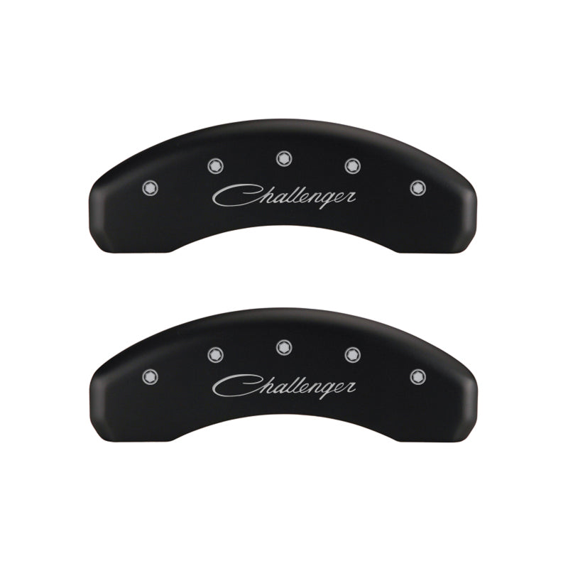 MGP 4 Caliper Covers Engraved Front & Rear Cursive/Challenger Red finish silver ch-thumbmail-4
