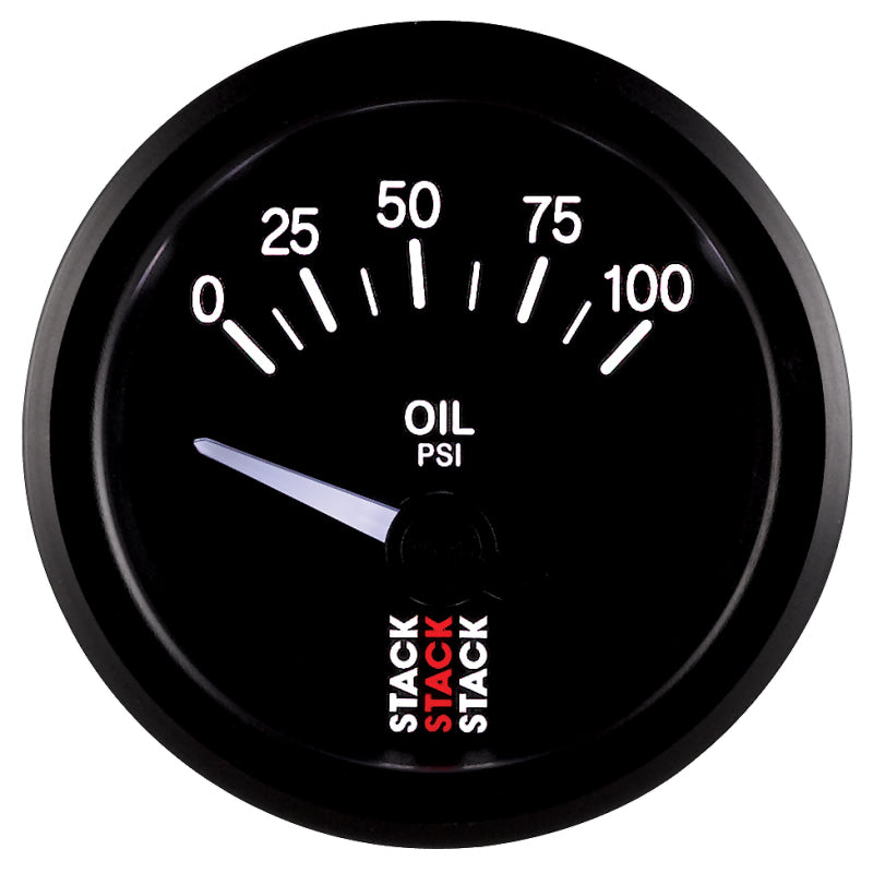 Autometer Stack Instruments 52mm 0-100 PSI 1/8in NPTF Electronic Oil Pressure Gauge - Black-thumbmail-4