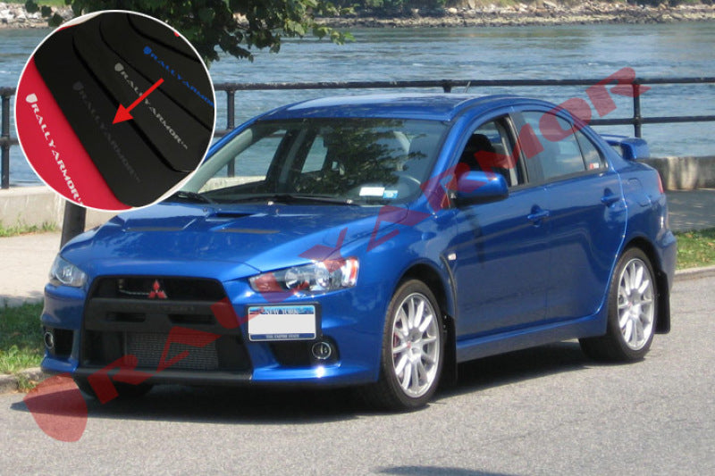 Rally Armor 08-17 Mitsubishi EVO X Black UR Mud Flap w/ Grey Logo-thumbmail-2