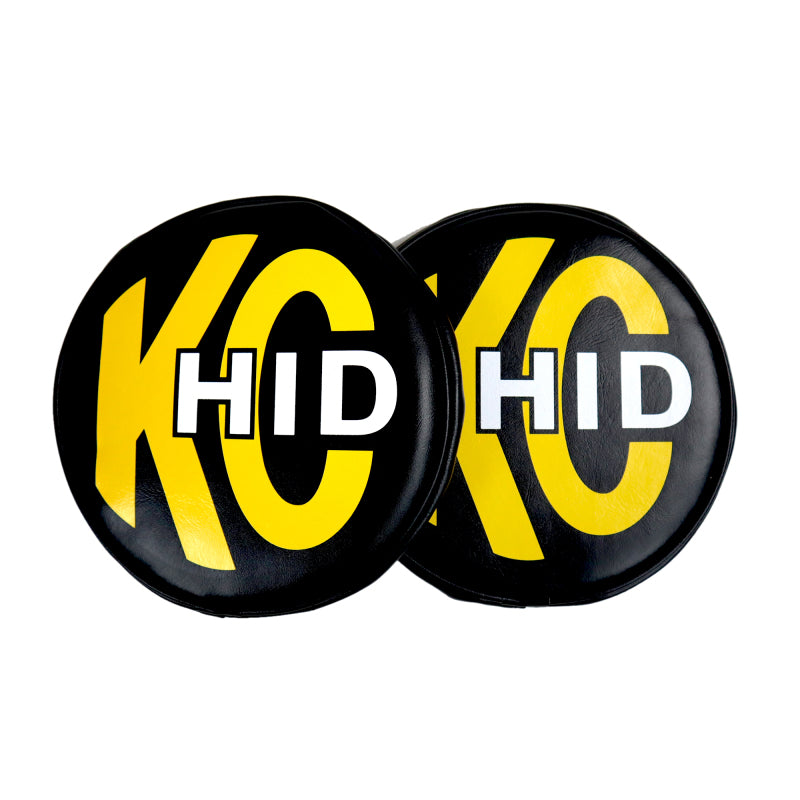 KC HiLiTES 8in. Round Soft Cover HID (Pair) - Black w/Yellow Brushed KC Logo-thumbmail-8
