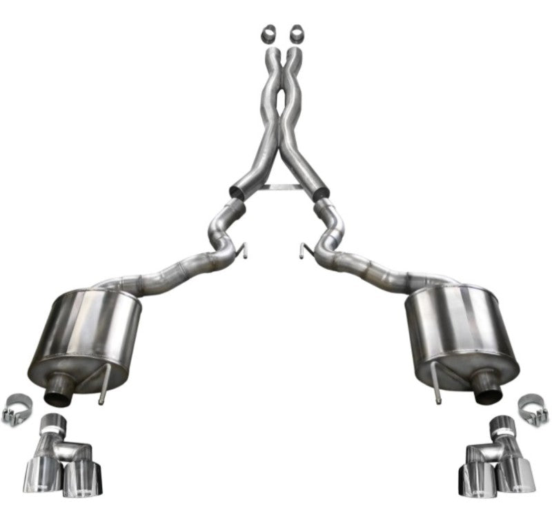 Corsa 18-20 Ford Mustang GT Convertible w/o Active Valves Xtreme Cat-Back w/ Polished 4in Tips-thumbmail-3