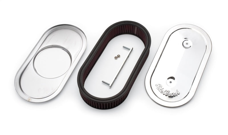 Edelbrock Air Cleaner Pro-Flo Series Oval Steel Top Cloth Element 13 5In X 7In X 3 5In Chrome-thumbmail-9