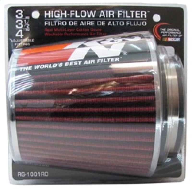 K&N Universal Air Filter Chrome Round Tapered Red - 4in Flange ID x 1.125in Flange Length x 5.5in H-thumbmail-14