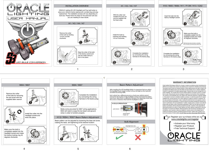 Oracle 9006 - S3 LED Headlight Bulb Conversion Kit - 6000K-thumbmail-6