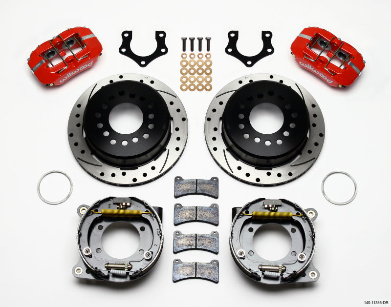 Wilwood Dynapro Low-Profile 11.00in P-Brake Kit Drill-Red Mopar/Dana 2.50in Off w/Snap Ring Brng-thumbmail-1