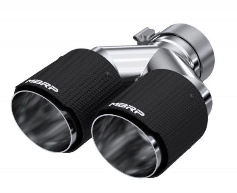 MBRP 3in ID / Dual 4in OD Out Staggered L 9.87in / R 9.37in Dual Wall Carbon Fiber Univ Exhaust Tip-thumbmail-6