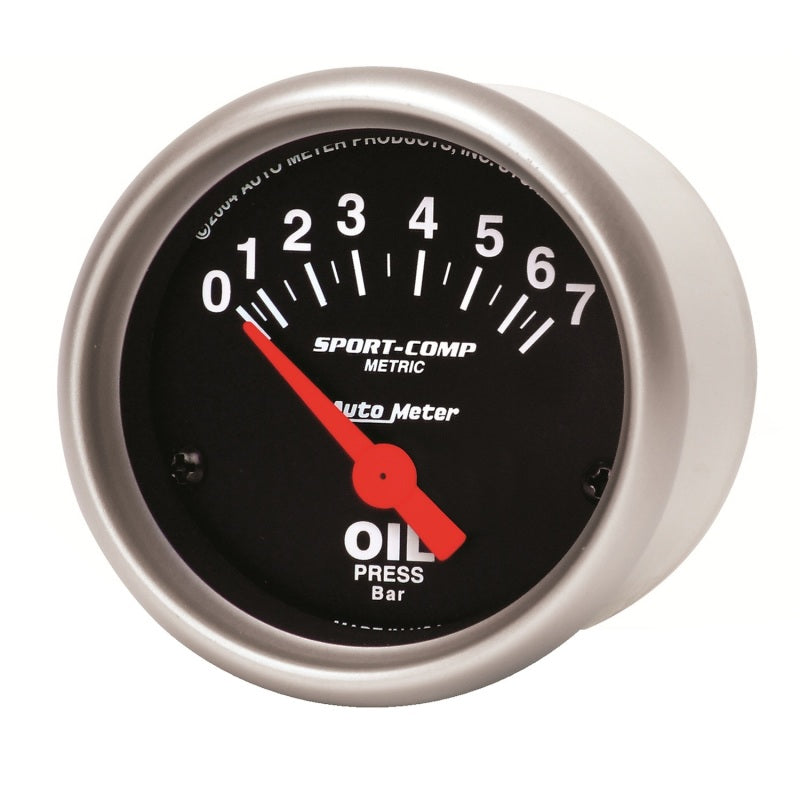 Autometer Sport-Comp 52mm 0-7 Bar Short Sweep Electronic Oil Pressure Gauge-thumbmail-2
