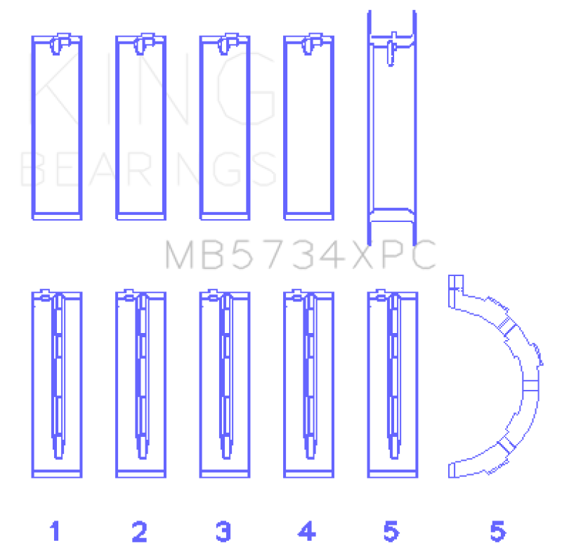 King Ford 302 CID Coyote (Size STD) Performance Coated Main Bearing Set-thumbmail-2