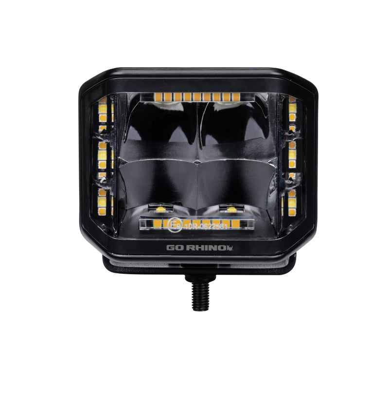 Go Rhino Xplor Blackout Combo Series Cube Sideline LED Spot Lights w/ Amber 4x3 - Blk (Pair)-thumbmail-5