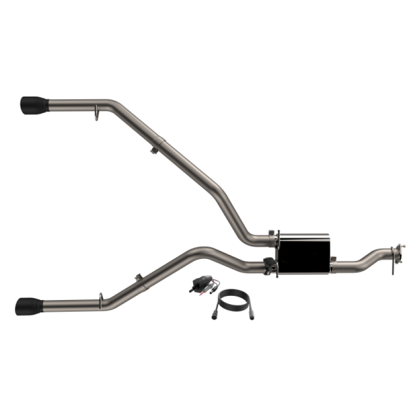 QTP 19-20 Ram 1500 304SS Screamer Cat-Back Exhaust Rear Split Exit w/4.5in Black Tips-thumbmail-2