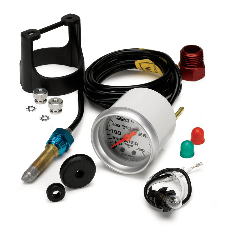 Autometer Ultra-Lite 52mm 140-280 Deg F Mechanical Water Temp Gauge - White-thumbmail-2