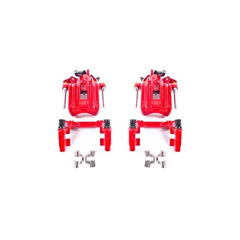 Power Stop 00-06 Audi TT Quattro (w/Non Vented Rotors Only) Rear Red Calipers w/Brackets - Pair-thumbmail-1