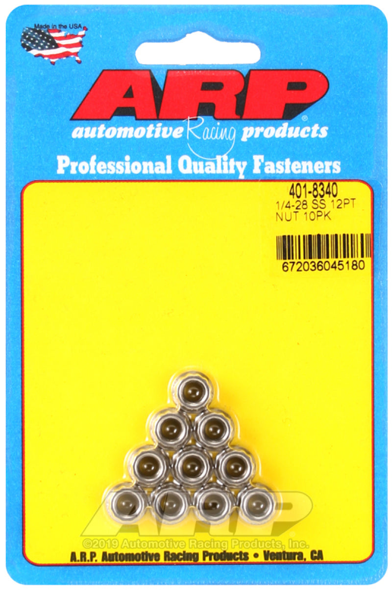 ARP 1/4-20in SS 12pt Nut Kit (10/pkg)-thumbmail-1