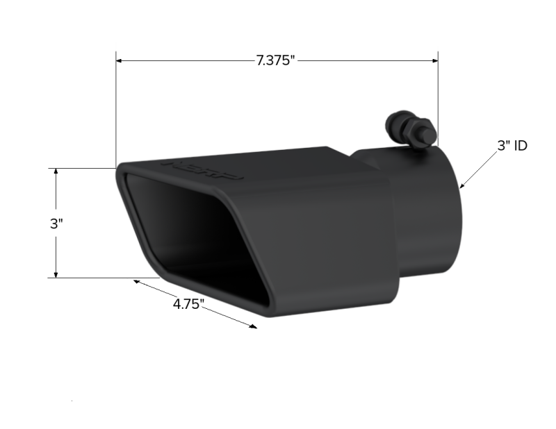 MBRP Universal Tip 4.75inx 3in Rectangle Angled Cut 3in O.D. inlet Pass. Side 7.375in length Black-thumbmail-4