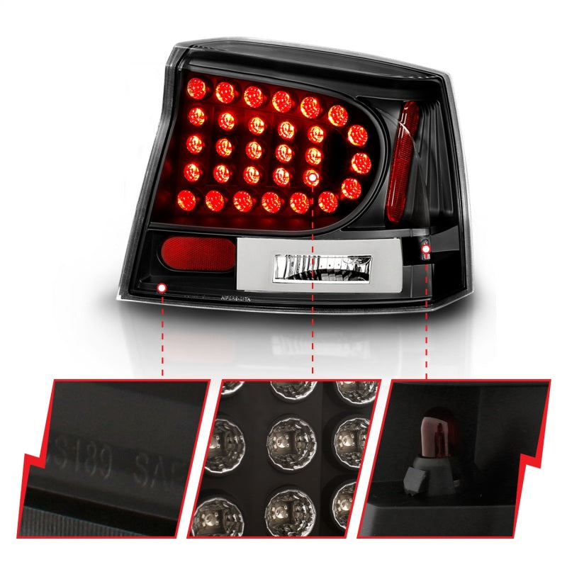 ANZO 2006-2008 Dodge Charger LED Taillights Black-thumbmail-11