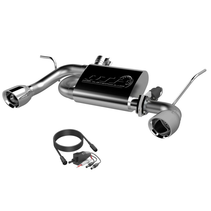 QTP 07-18 Jeep Wrangler 3.6L/3.8L 304SS Screamer Axle Back Exhaust w/4in Tips-thumbmail-2