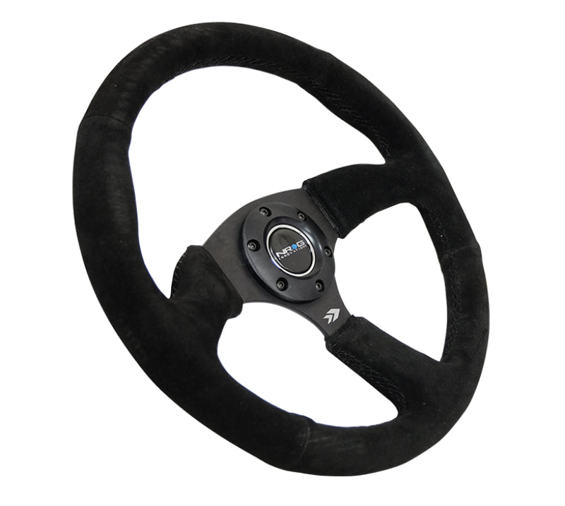 NRG Reinforced Steering Wheel (350mm / 2.5in. Deep) Blk Suede Comfort Grip w/5mm Matte Blk Spokes-thumbmail-2