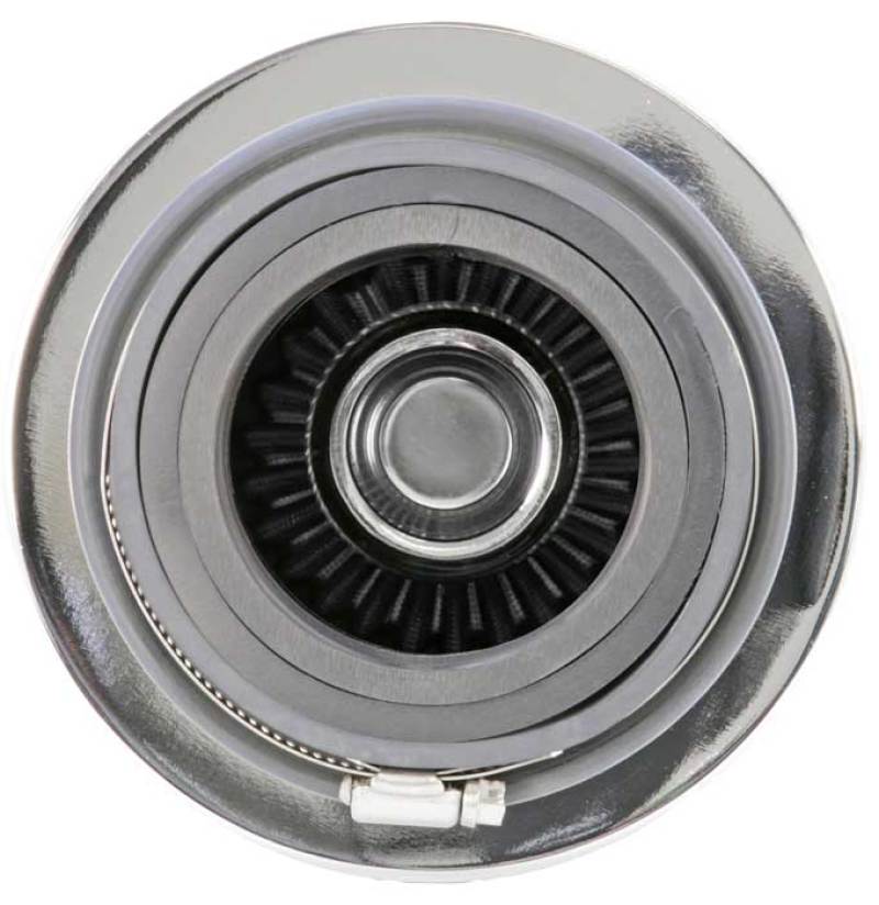 K&N Universal Filter Chrome Round Tapered White - 4in Flange ID x 1.125in Flange Length x 5.5in H-thumbmail-14