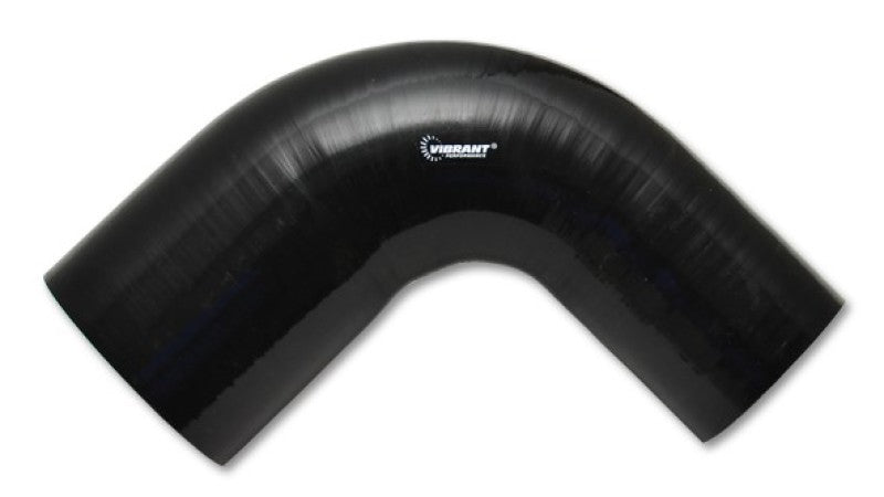 Vibrant 3in ID x 3.5in ID x 4in Long Gloss Black Silicone 90 Degree Transition Elbow-thumbmail-2