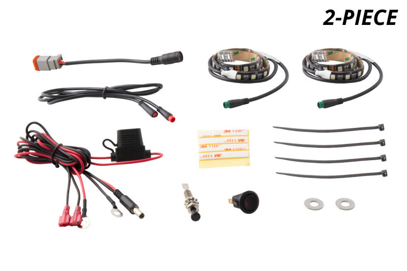 Diode Dynamics RGBW Engine Bay Strip Kit 2pc Multicolor-thumbmail-6