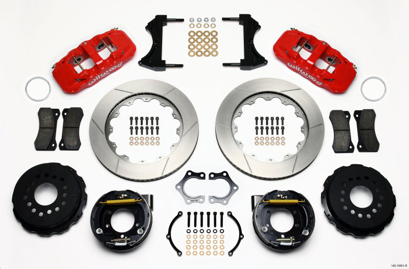 Wilwood AERO4 Rear P-Brake Kit 14.00in Red Mopar/Dana 2.36in Off w/Snap Ring Brng-thumbmail-1
